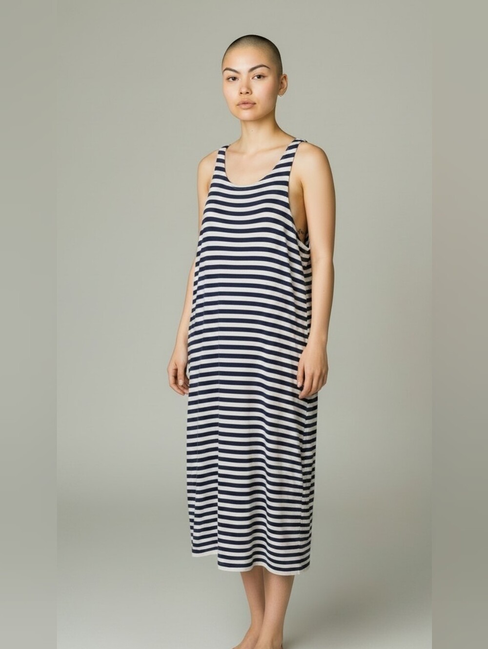 J Crew Dress Form Knit Midi High Neck Striped Size M